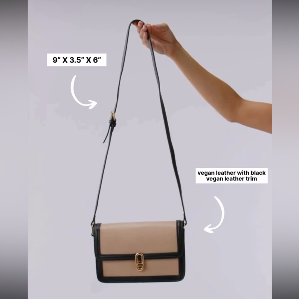 Chic Tan and Black Crossbody Bag with Gold Accent